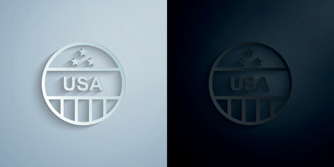 Fototapeta premium Pin, usa paper icon with shadow vector illustration