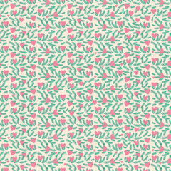 Colorful bright seamless pattern with hearts. Print for textile, wallpaper, covers, surface. Retro stylization. Love pattern