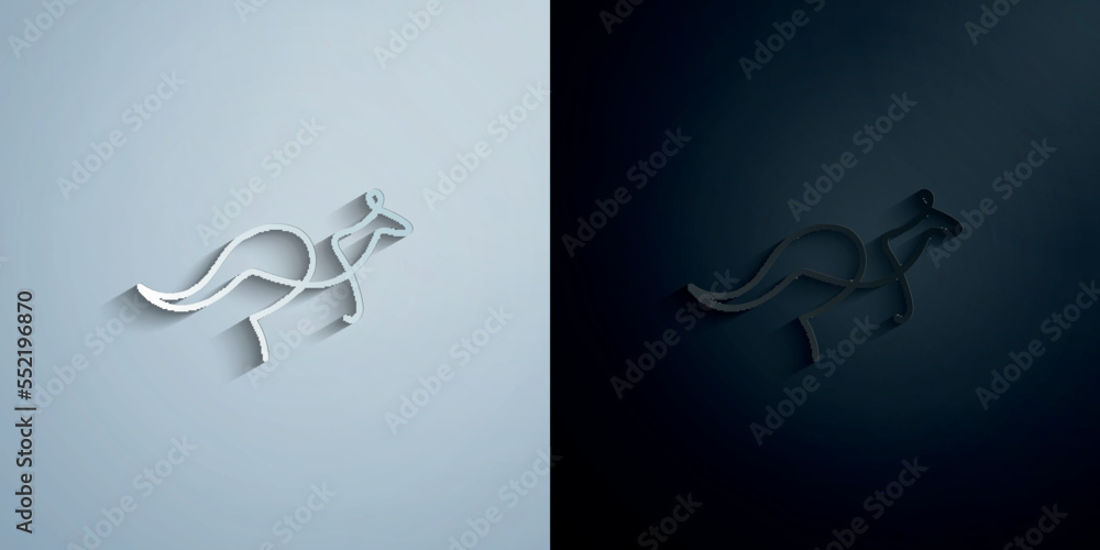 Wall mural kangaroo one line paper icon with shadow vector illustration