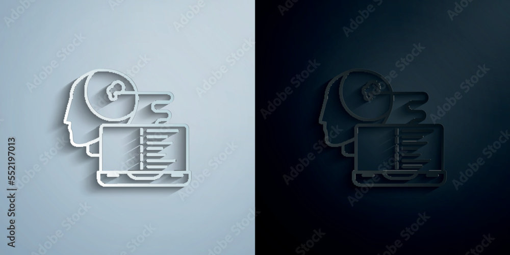 Poster smart robot artificial intelligence concept line paper icon with shadow vector illustration
