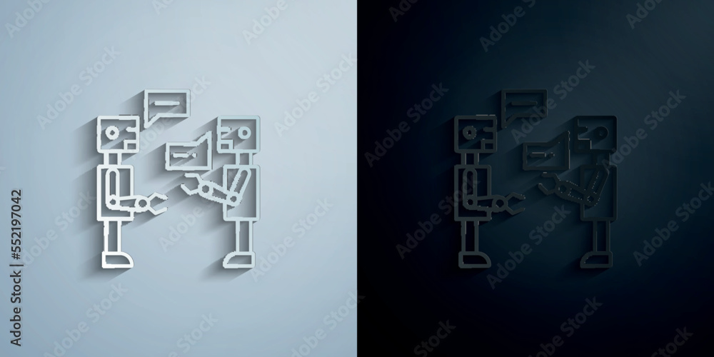 Aufkleber artificial intelligence conversation concept line paper icon with shadow vector illustration
