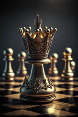 Incredible detailed metal and amber chess king figure. AI generated