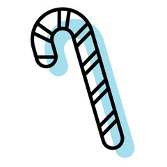 Isolated monochrome christmas candy cane Vector