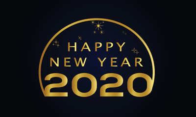 Happy new 2023 year Elegant gold text with light. Minimal text template.