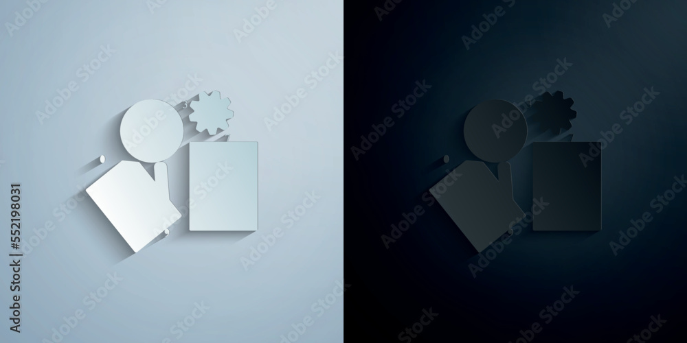 Poster clock computer colored paper icon with shadow vector illustration