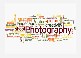 Word Cloud with PHOTOGRAPHY concept, isolated on a white background