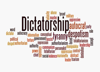 Word Cloud with DICTATORSHIP concept, isolated on a white background