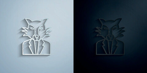 Bribe, businessman, wolf man paper icon with shadow vector illustration