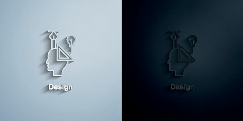 , graphic, head paper icon with shadow vector illustration