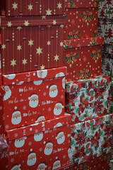 christmas gift boxes with santa Claus