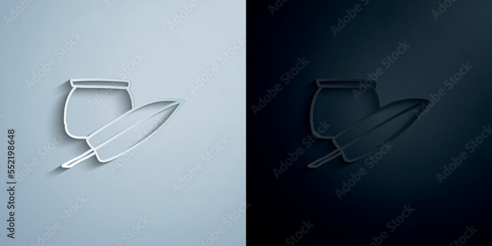 Poster ink and pen sketch paper icon with shadow vector illustration