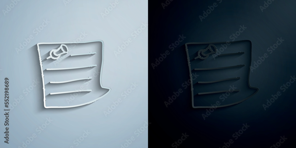 Poster piece of paper with a pin sketch paper icon with shadow vector illustration