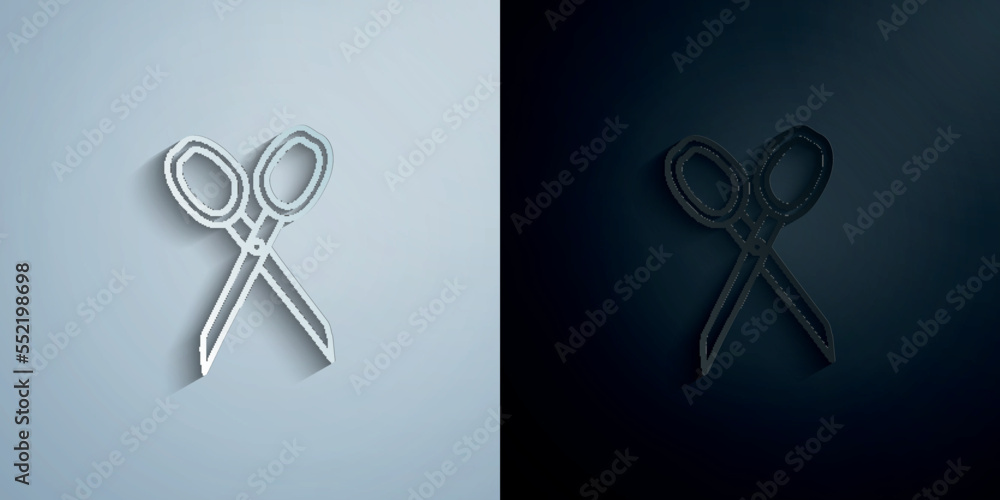 Poster scissors sketch paper icon with shadow vector illustration