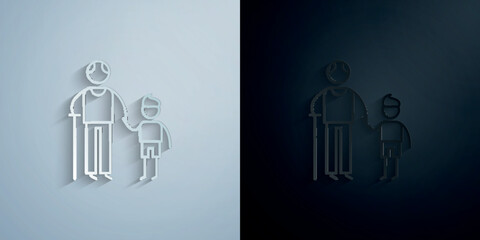 Grandparents, family paper icon with shadow vector illustration