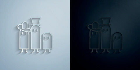 Halloween, family paper icon with shadow vector illustration