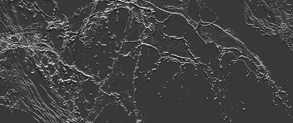 Grey relief texture vector background for cover design, cards, flyer, poster. Hand-drawn painted grunge illustration with water splashes. Stucco template for design interior. Water droplets.