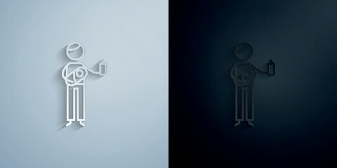 Fatherhood, feed baby paper icon with shadow vector illustration