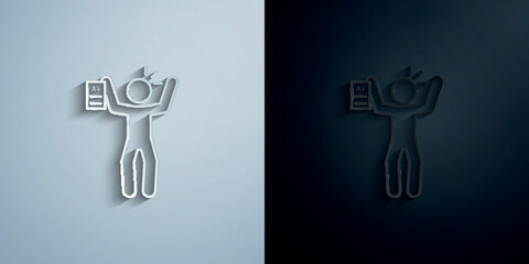 Home schooling, passed paper icon with shadow vector illustration