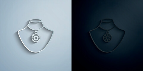 Necklace paper icon with shadow vector illustration