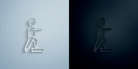 Rehabilitation, physiotherapy, man paper icon with shadow vector illustration