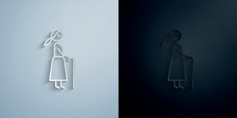 Walking, physiotherapy, woman paper icon with shadow vector illustration