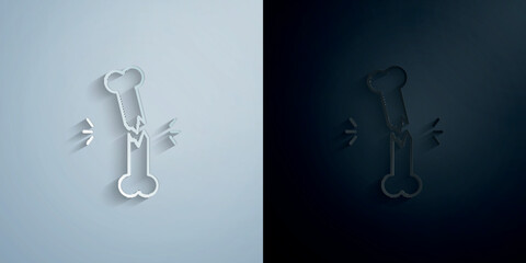 Broken bone, physiotherapy paper icon with shadow vector illustration