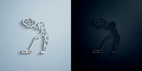 Poor man fined money paper icon with shadow vector illustration