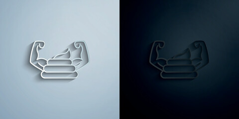 Excrement intestinal concept line paper icon with shadow vector illustration - obrazy, fototapety, plakaty