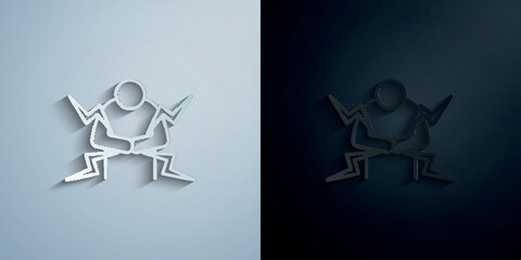 Bad diarrhea stomach concept line paper icon with shadow vector illustration