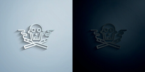 Quit smoking, cigarette paper icon with shadow vector illustration