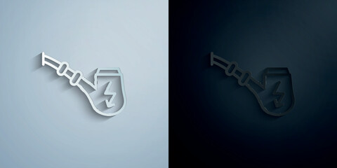 Quit smoking, electronic pipe paper icon with shadow vector illustration