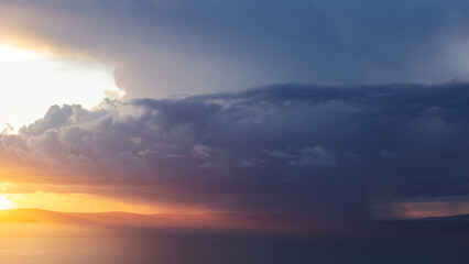 Fototapeta na wymiar Most amazing sunset in Croatia, above Dalmatian islands.