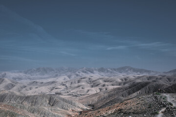Fuerteventura Astronomical viewpoint Sicasumbre sparse mountain rocks mood panorama horizont wallpaper blue low saturated