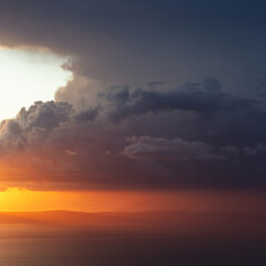 Fototapeta na wymiar Most amazing sunset in Croatia, above Dalmatian islands.