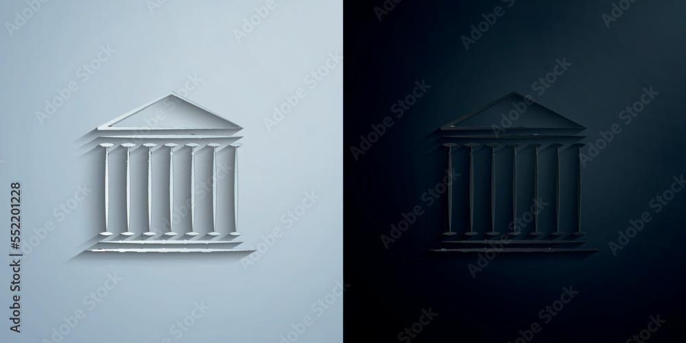 Aufkleber building columns paper icon with shadow vector illustration