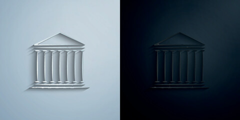Building columns paper icon with shadow vector illustration