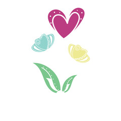 Sketch of a flower with heart shape Vector illustration