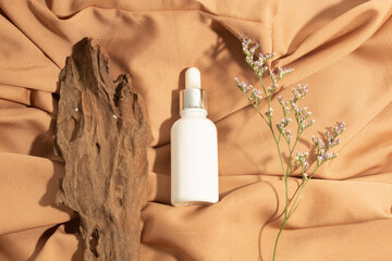 beauty cosmetic bottle mockup of skin care medical, cleanser of facial foam lotion, makeup for face, container packaging of healthycare branding