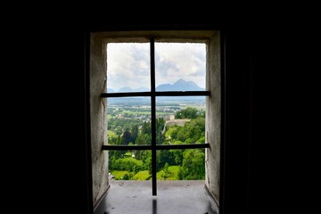 View of Salzburg though the tower window