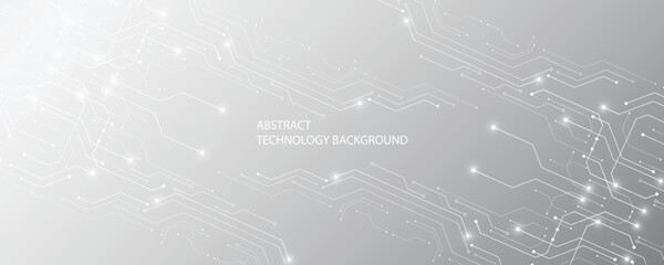 Gray and white technology background image Line design for communication connections in digital systems Hi-tech technology pattern