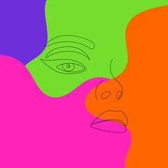 Abstract Banner. Woman and bright colors. woman face with green eyes