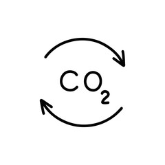 carbon dioxide doodle icon, vector color line illustration
