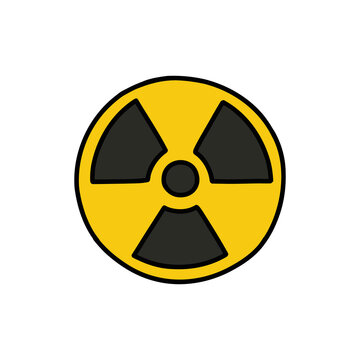 ionizing radiation symbol doodle icon, vector color line illustration