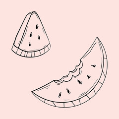 Vector illustration. Coloring of watermelon slices. Summer mood.