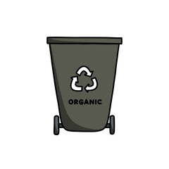 recycle bin container organic doodle icon, vector color line illustration