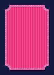 Vector pink frame with striped background in flat style for your design
