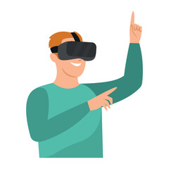 Isolated abstract male character with virtual reality glasses Vector