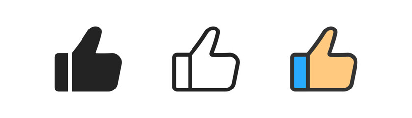 Obraz premium Like outline icon. Hand like. Thumb up. Social media sign. Quality symbol. Button for ui. Simple flat design.