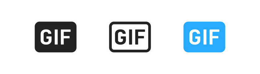 GIF animation play button animation outline icon. Social media, button for ui.  File format symbol. Simple flat design. - obrazy, fototapety, plakaty