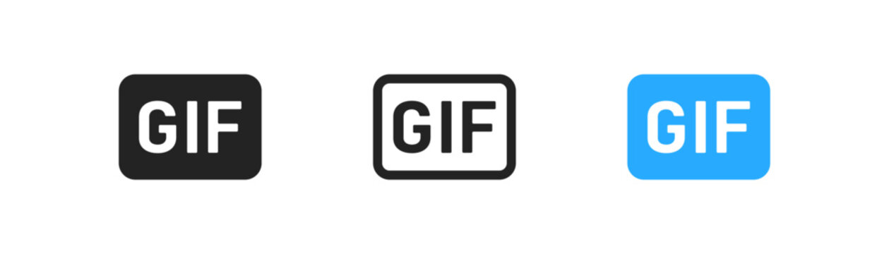 GIF animation play button animation outline icon. Social media, button for ui.  File format symbol. Simple flat design.